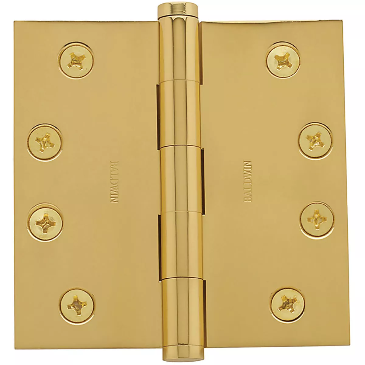 Baldwin Estate Series Hinge - 4" Full Mortise Square Corner - Lifetime Polished Brass-