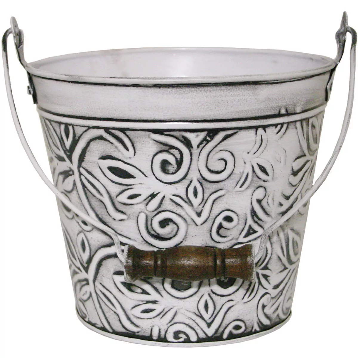 Robert Allen 9.75 In. x 11.75 In. x 11.75 In. Metal Rustic White Planter