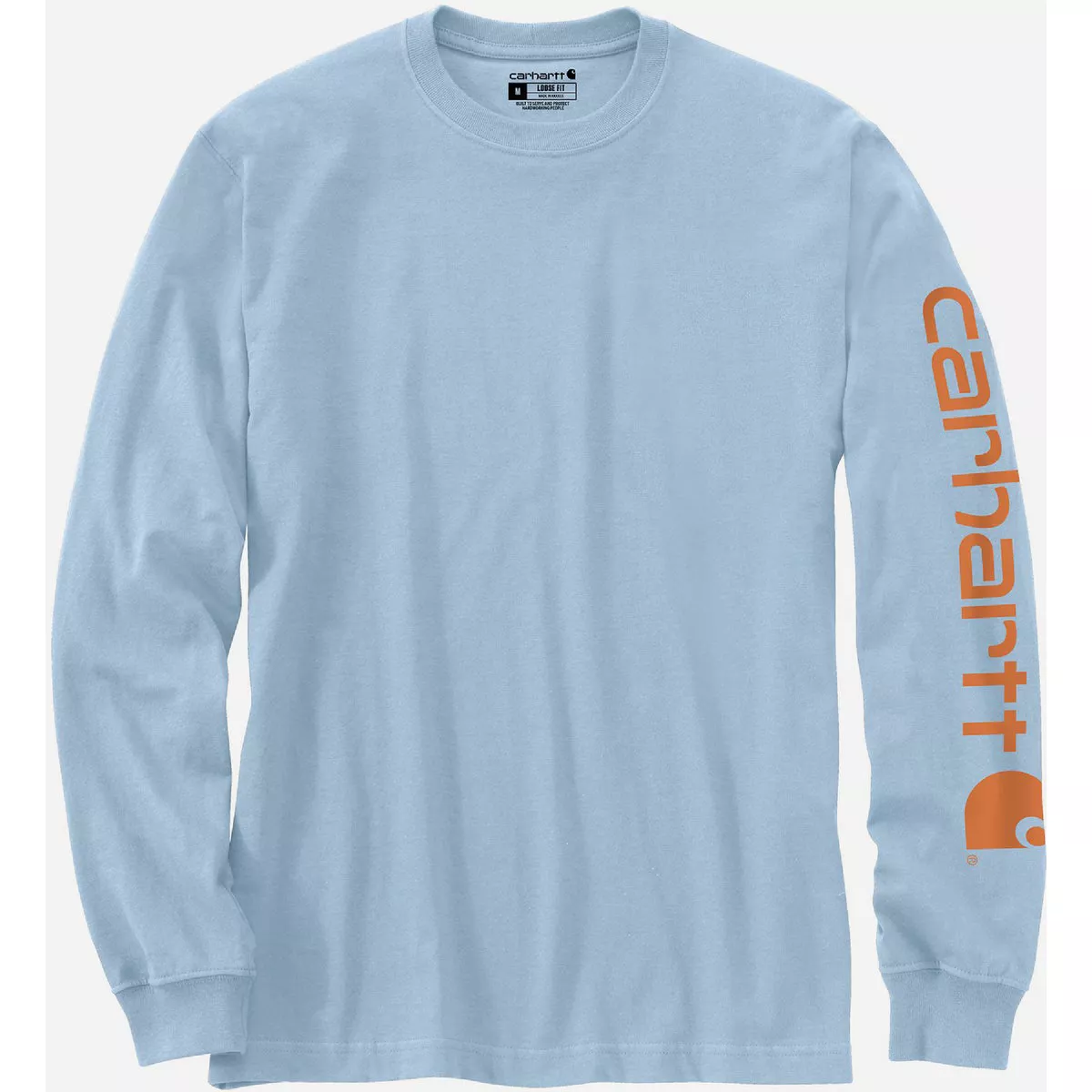 Carhartt Men's Large Regular Moonstone Heavyweight Long Sleeve Logo Sleeve Graphic T-Shirt, Loose Fit-