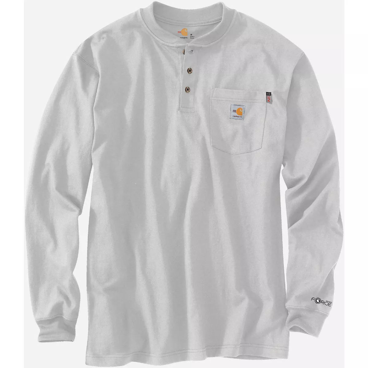 Carhartt Force Men's XL Regular Light Gray Long Sleeve Flame-Resistant Cotton Henley