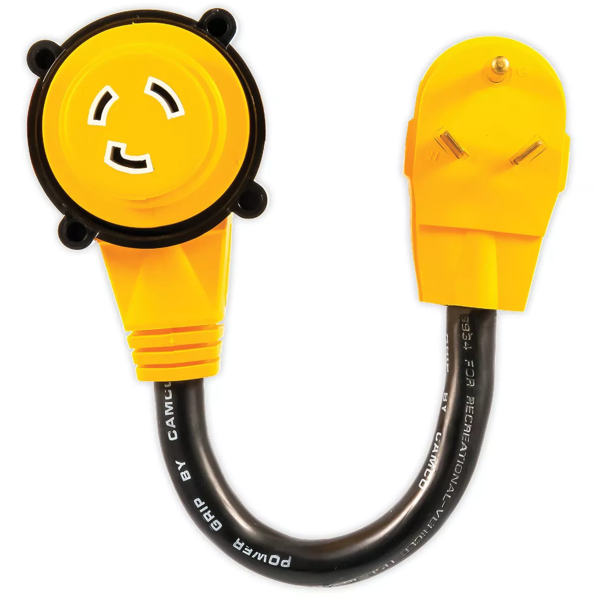 Camco PowerGrip 30A/90A Dogbone Locking RV Power Cord Adapter