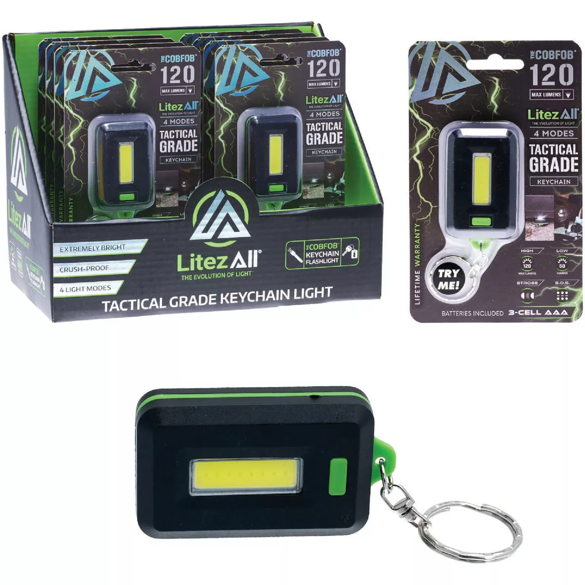 LitezAll COBFOB Tactical Grade LED Keychain Light