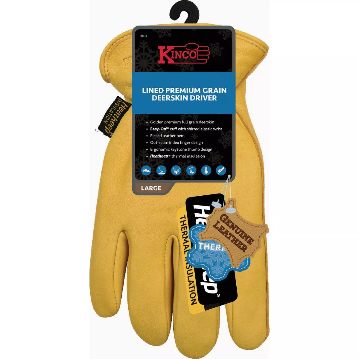 Kinco Men's XL Lined Premium Grain Deerskin Driver Glove