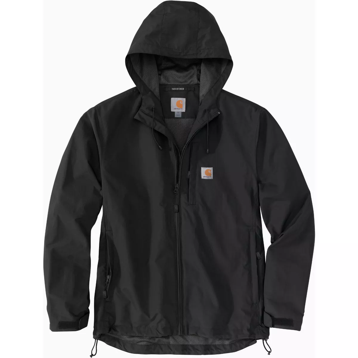 Carhartt Rain Defender Men's Medium Regular Black Lightweight Jacket, Relaxed Fit