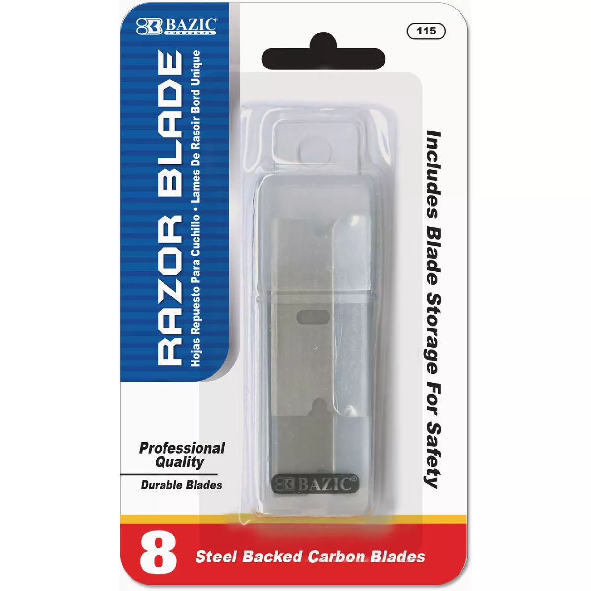 Bazic Products Razor Replacement Blade with Tube (8-Pack)
