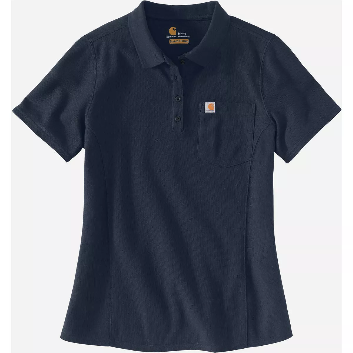 Carhartt Women's XS Regular Navy Short Sleeve Midweight Pocket Polo, Relaxed Fit