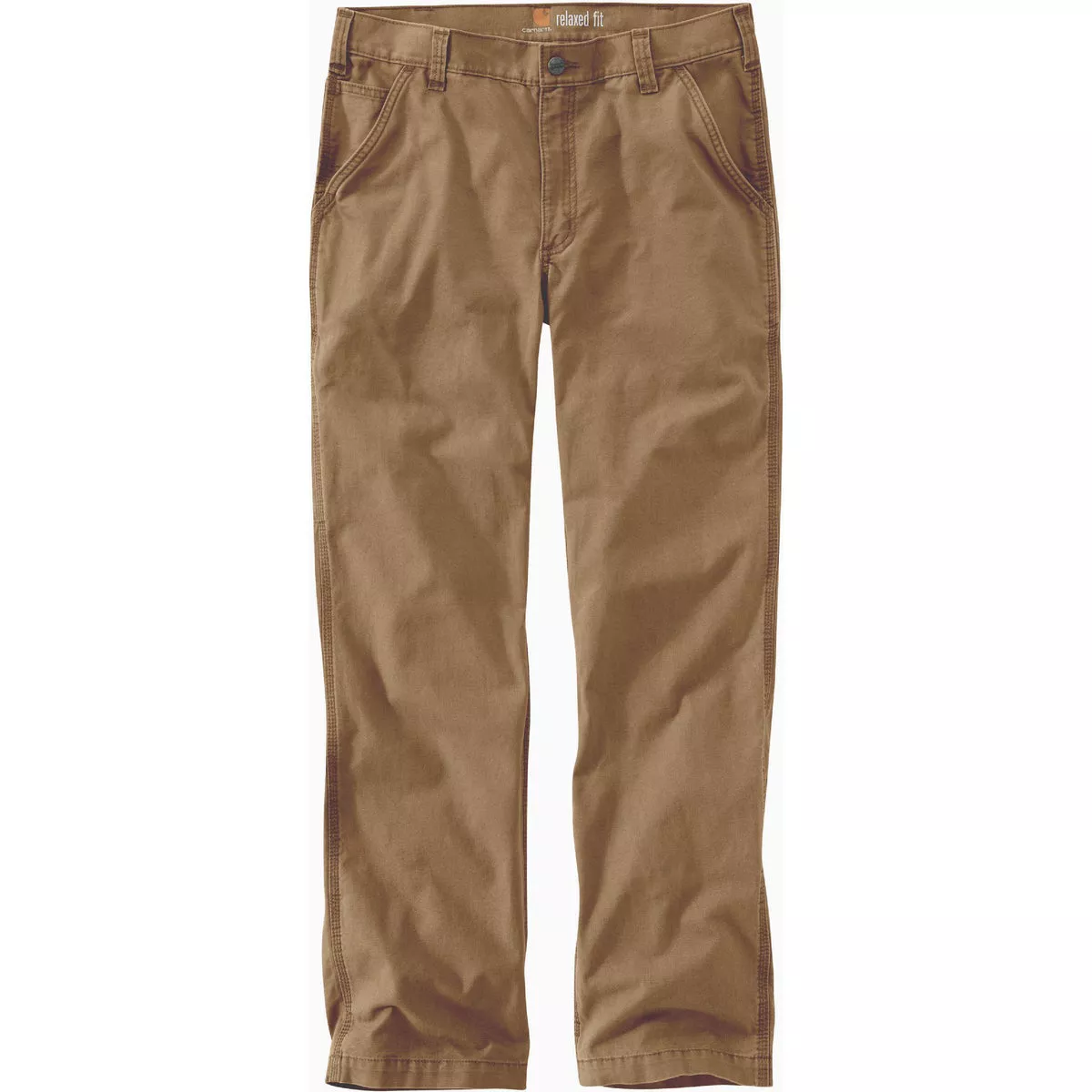 Carhartt Rugged Flex Men's 38x28 Dark Khaki Canvas Work Pants, Relaxed Fit