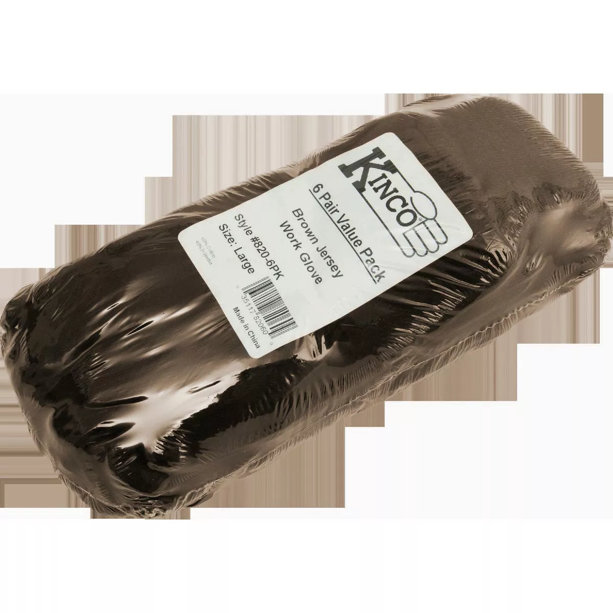 Kinco Men's Large 9 Oz. Brown Jersey Glove (6-Pack)