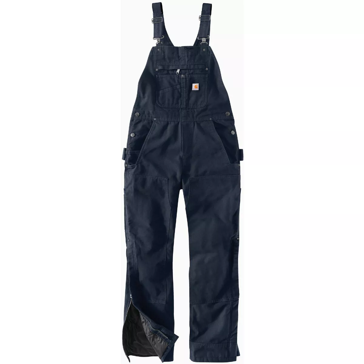 Carhartt Women's Medium Tall Navy Washed Duck Insulated Bib Overalls, Relaxed Fit