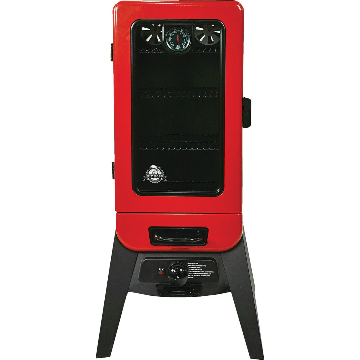 Pit Boss PBV3G1 Red Hammertone 3-Series Gas Vertical Smoker Do