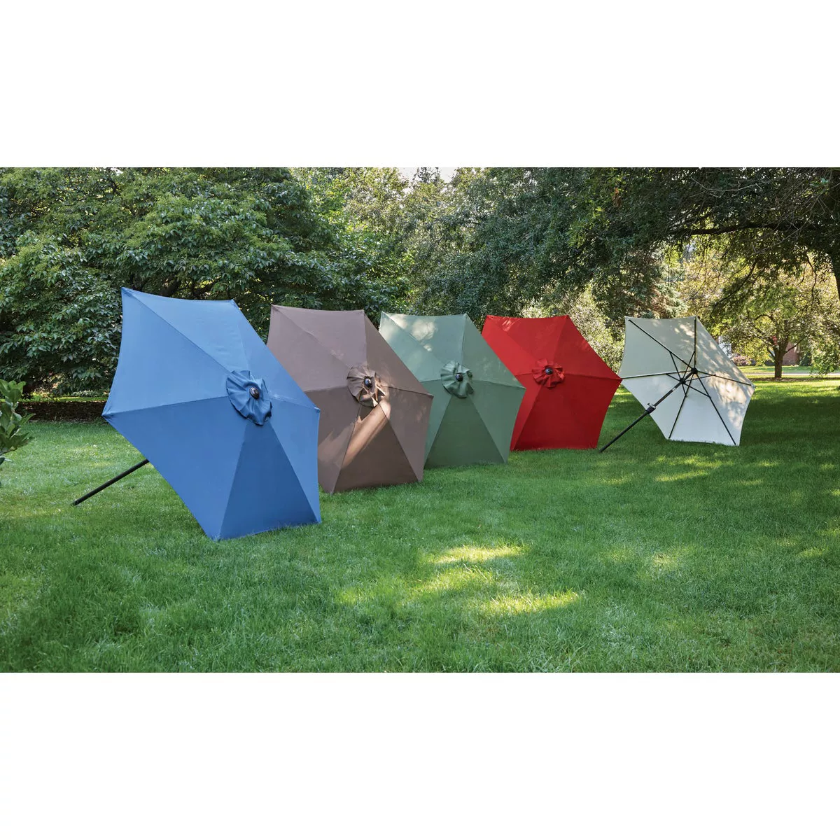 Outdoor Expressions 7.5 Ft. Aluminum Tilt/Crank Heather Blue Patio Umbrella - photo 3