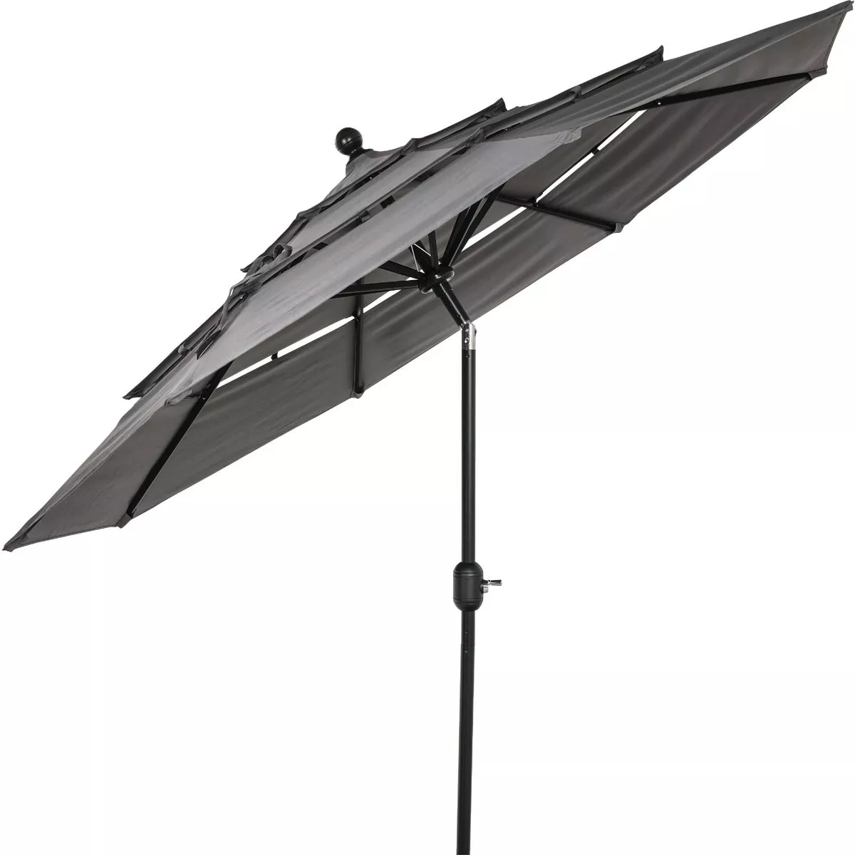 Outdoor Expressions 9 Ft. 3-Tier Tilt/Crank Smoke Gray Patio Umbrella - photo 3