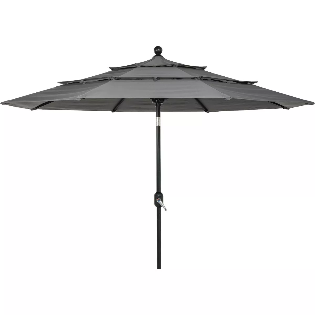 Outdoor Expressions 9 Ft. 3-Tier Tilt/Crank Smoke Gray Patio Umbrella - photo 4