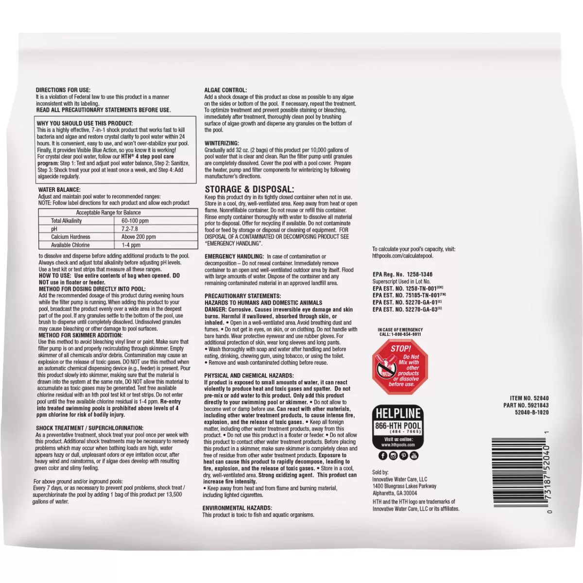 HTH Pool Care 1 Lb. Shock Ultra Granule (6-Pack) - photo 2