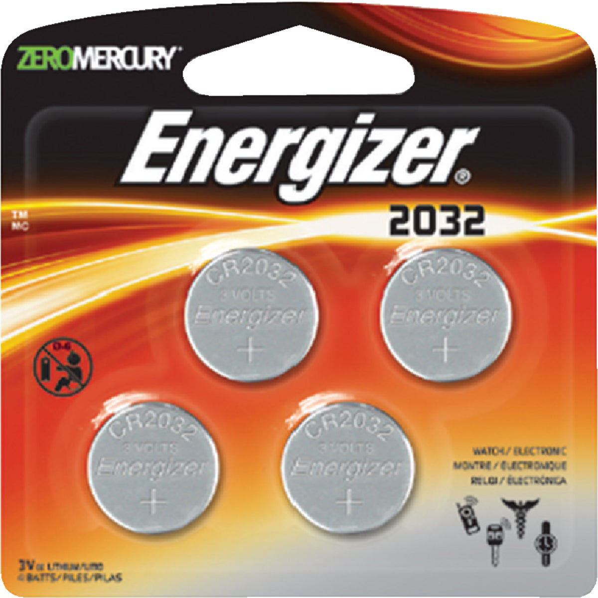 Duracell 2032 3V Lithium Battery 4-Pack - For Security Device
