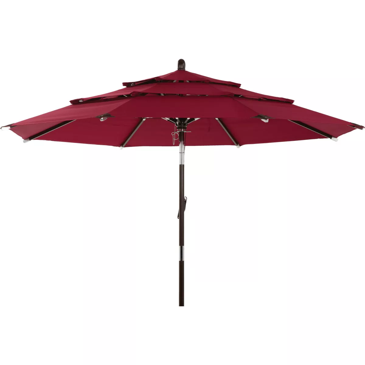 Outdoor Expressions 9 Ft. 3-Tier Tilt/Pulley Burgundy Patio Umbrella