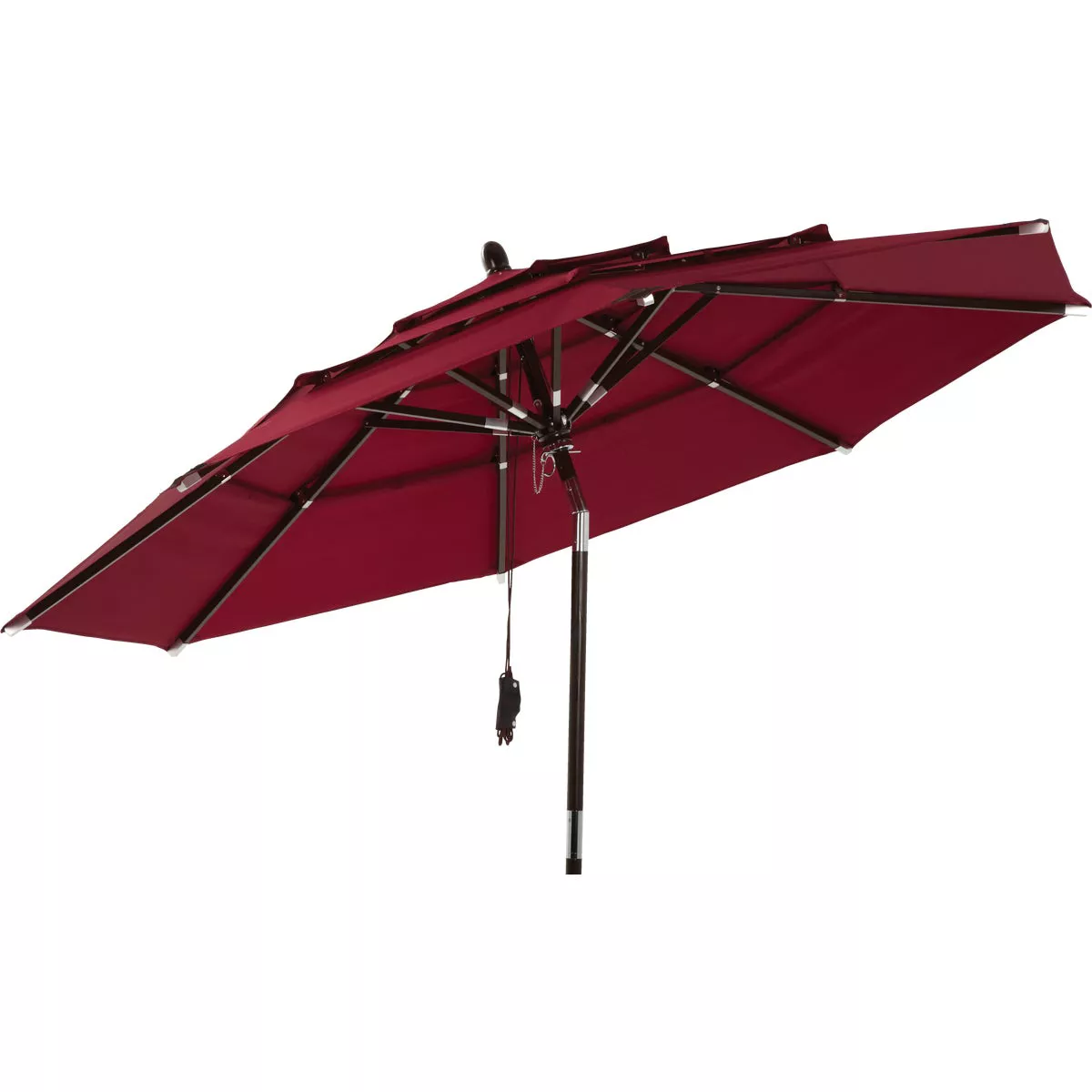 Outdoor Expressions 9 Ft. 3-Tier Tilt/Pulley Burgundy Patio Umbrella - photo 3
