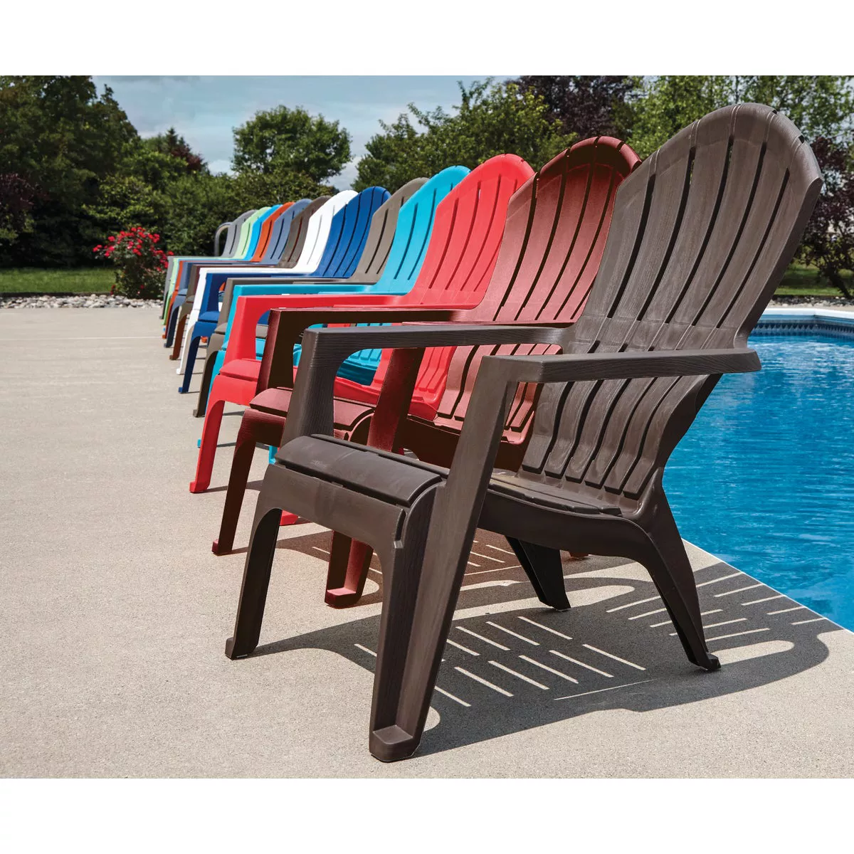 Adams realcomfort earth brown polypropylene frame adirondack chair discount