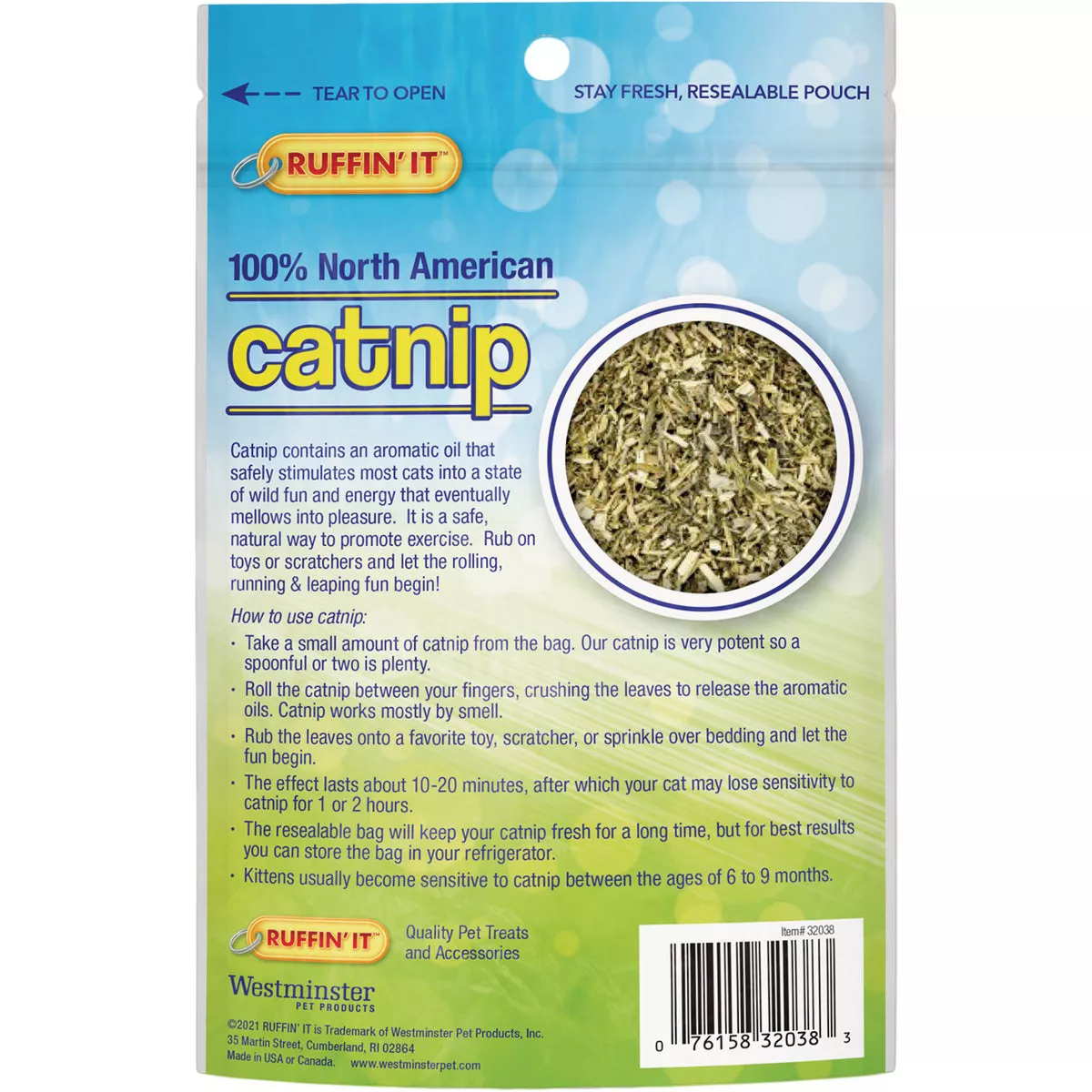 Westminster Pet Ruffin' it 0.5 Oz. 100% North American Catnip with Toy - photo 2