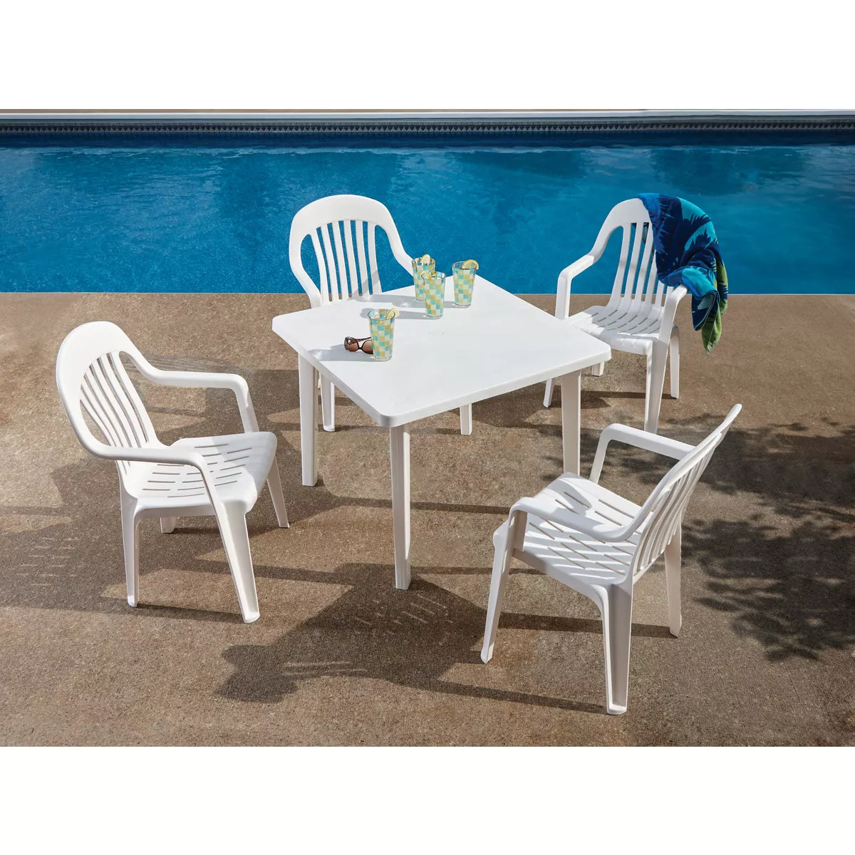 Adams White Resin Low Back Stackable Chair - photo 2