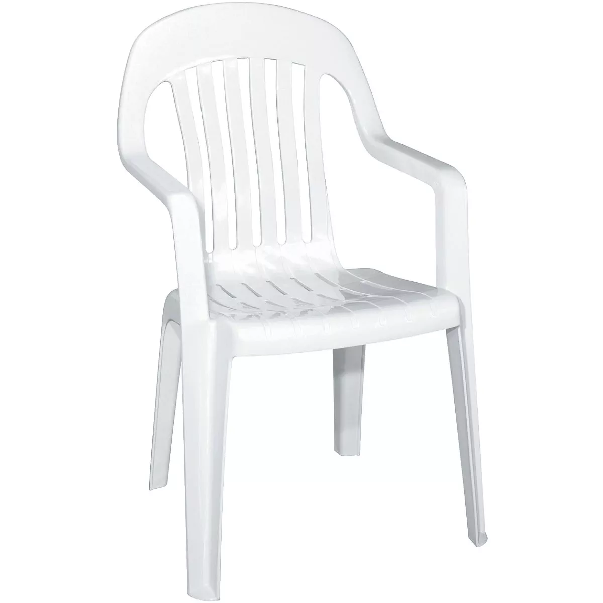 Adams White Resin High Back Stackable Chair