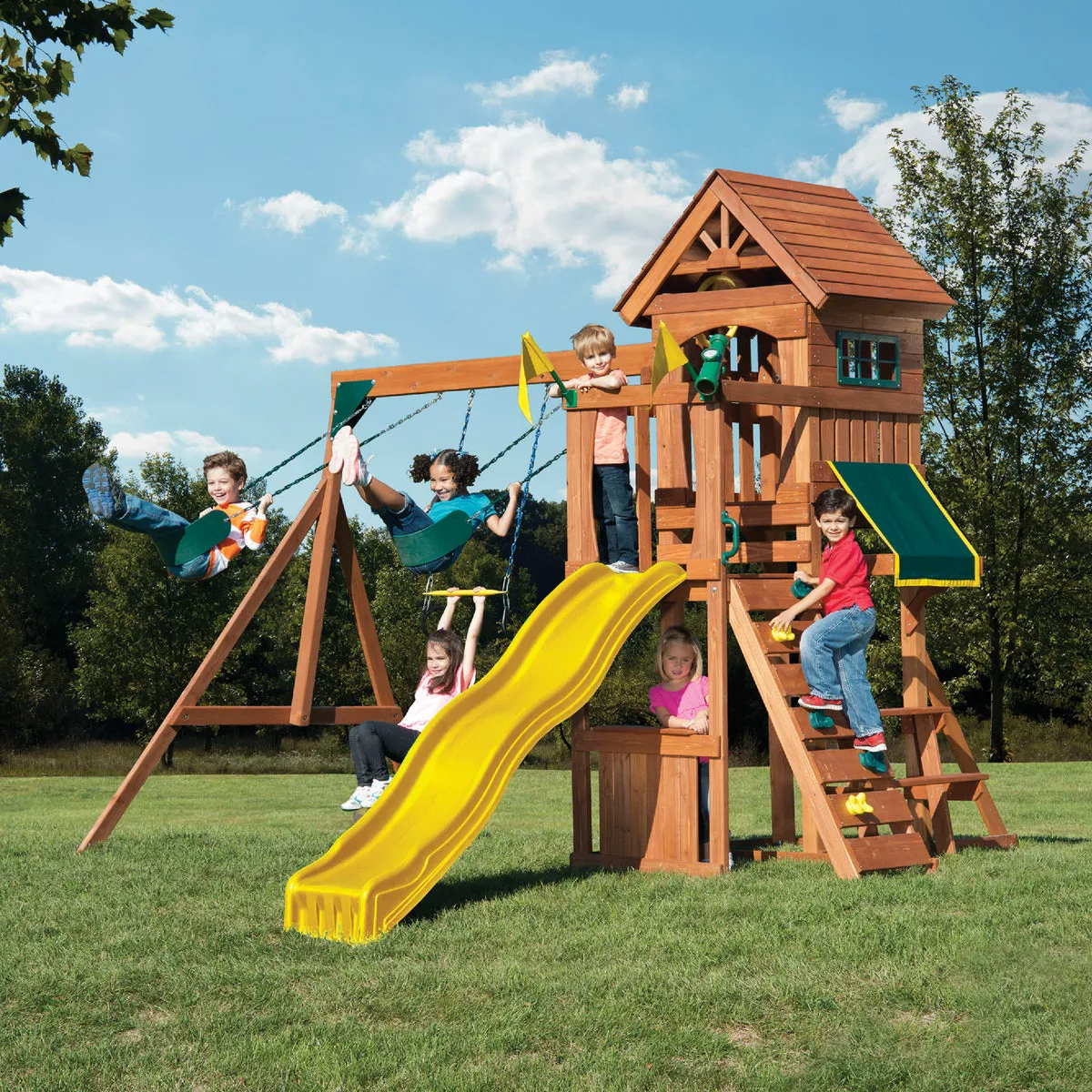 Swing N Slide Jamboree Fort Complete Swing Set Kit With Slide