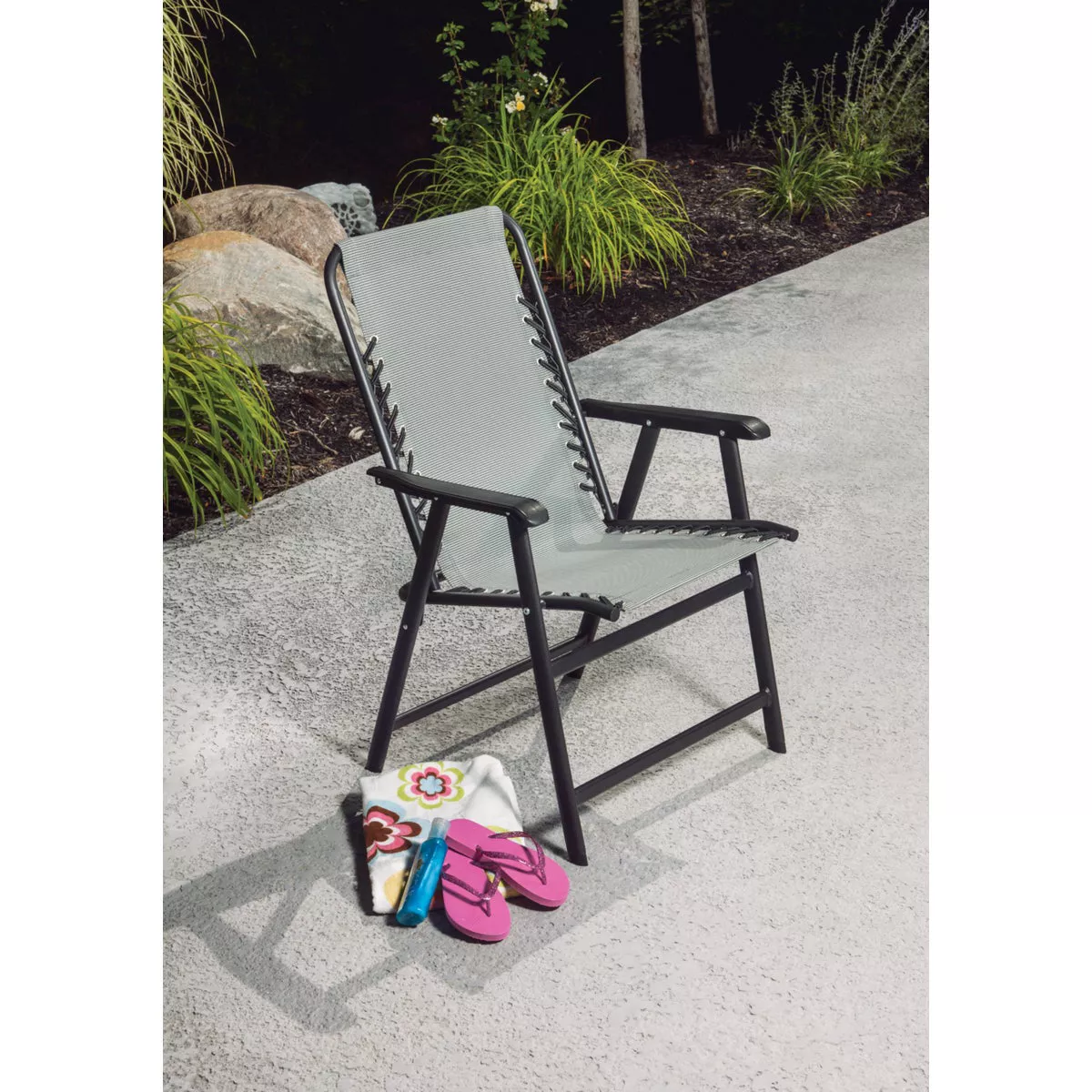 Outdoor Expressions Seville Gray Sling Folding Chair - photo 4