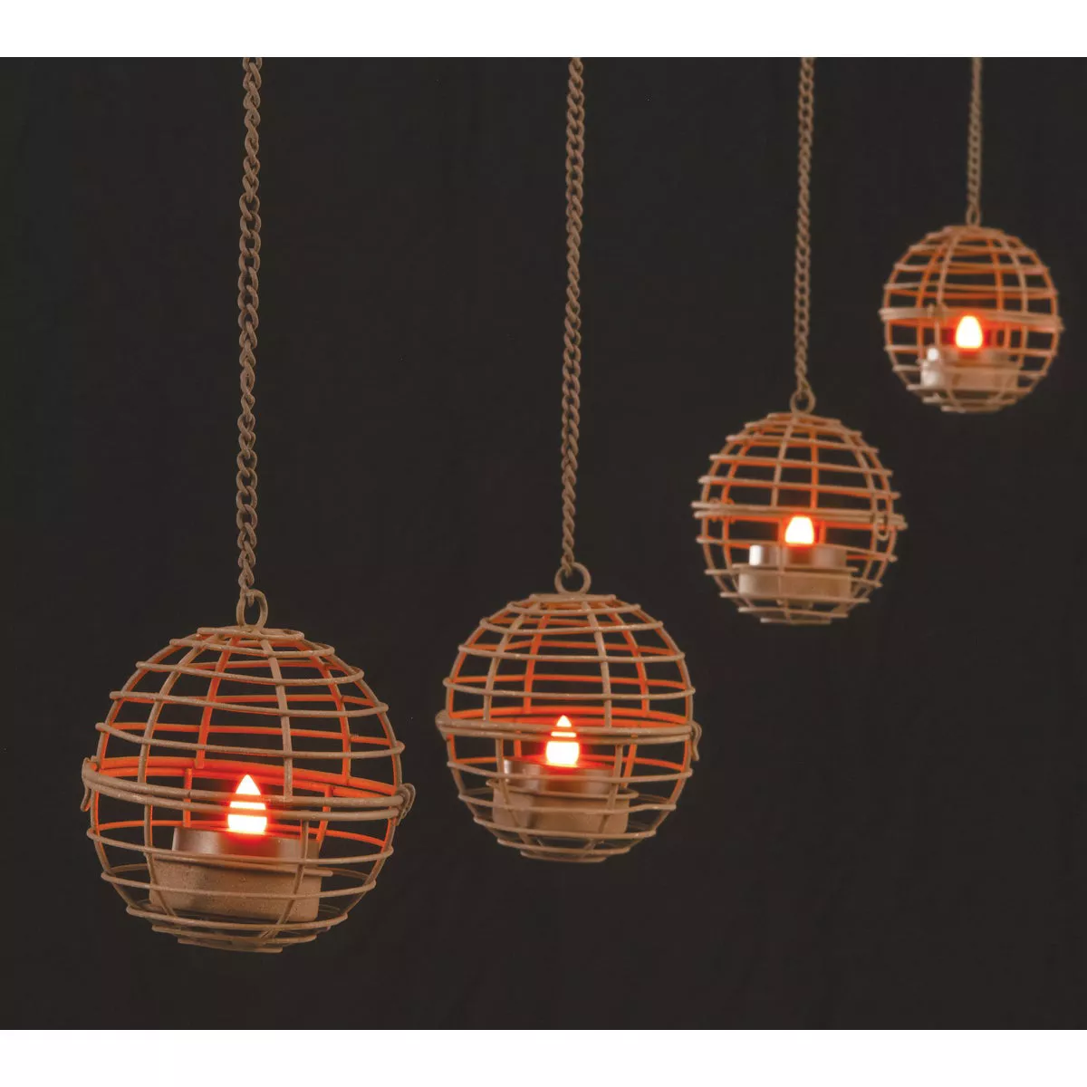 Gerson 4-Light Brown Wire Hanging Fireball Patio Light Set (4-Pack) - photo 3