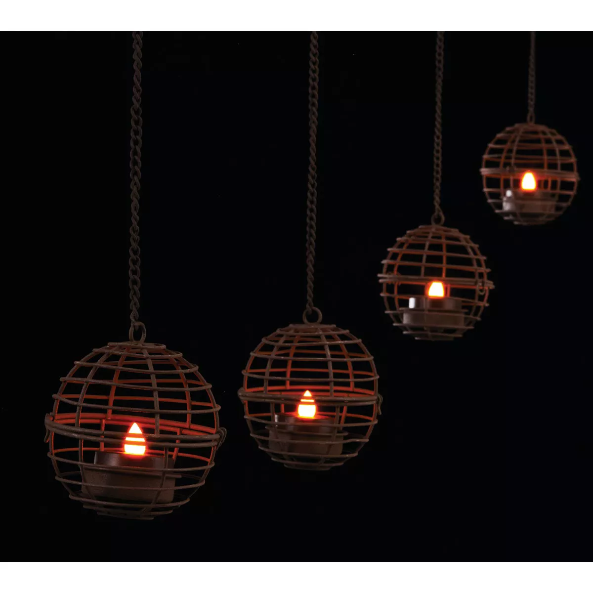 Gerson 4-Light Brown Wire Hanging Fireball Patio Light Set (4-Pack) - photo 4