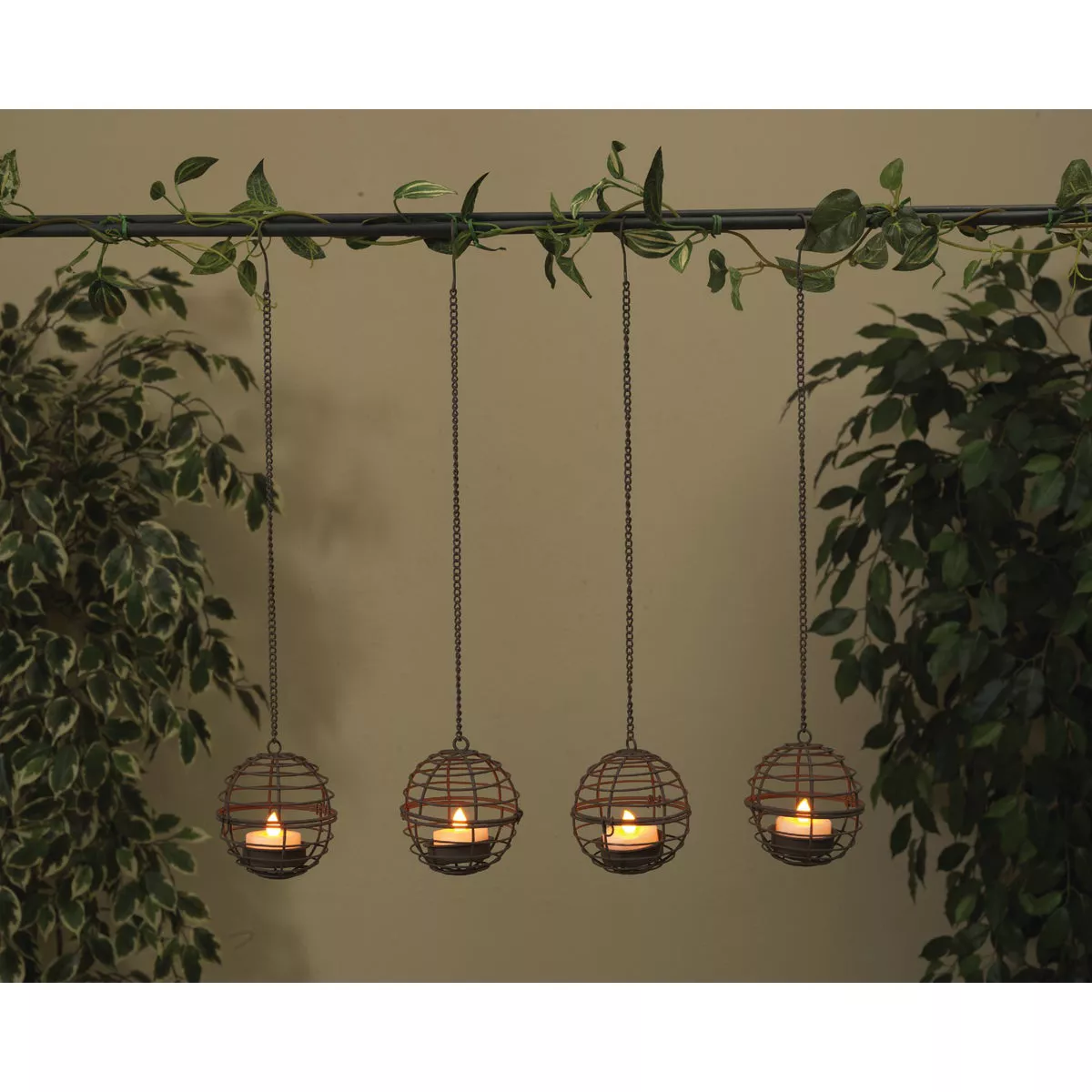Gerson 4-Light Brown Wire Hanging Fireball Patio Light Set (4-Pack) - photo 2