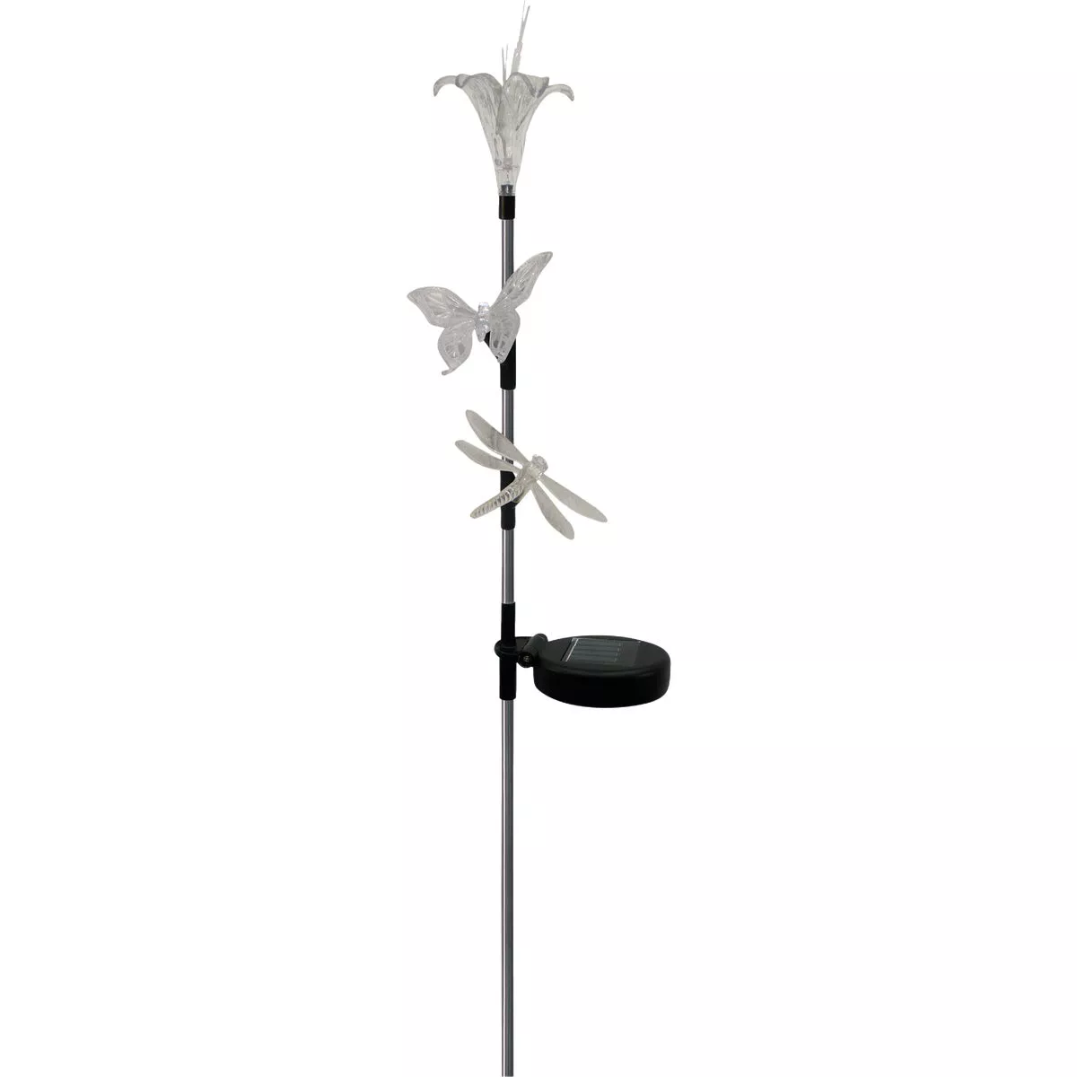 Solaris Acrylic Flower/Insect Trio 33 In. H. Solar Stake Light Lawn Ornament - photo 3