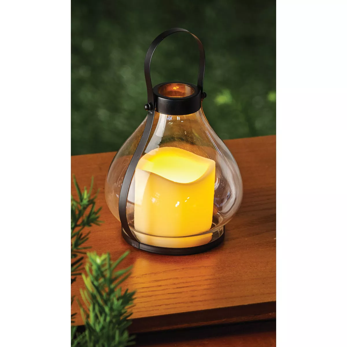 Gerson Everlasting Glow 5.75 In. H. x 5 In. Dia. Black Metal School House LED Lantern Patio Light - photo 2