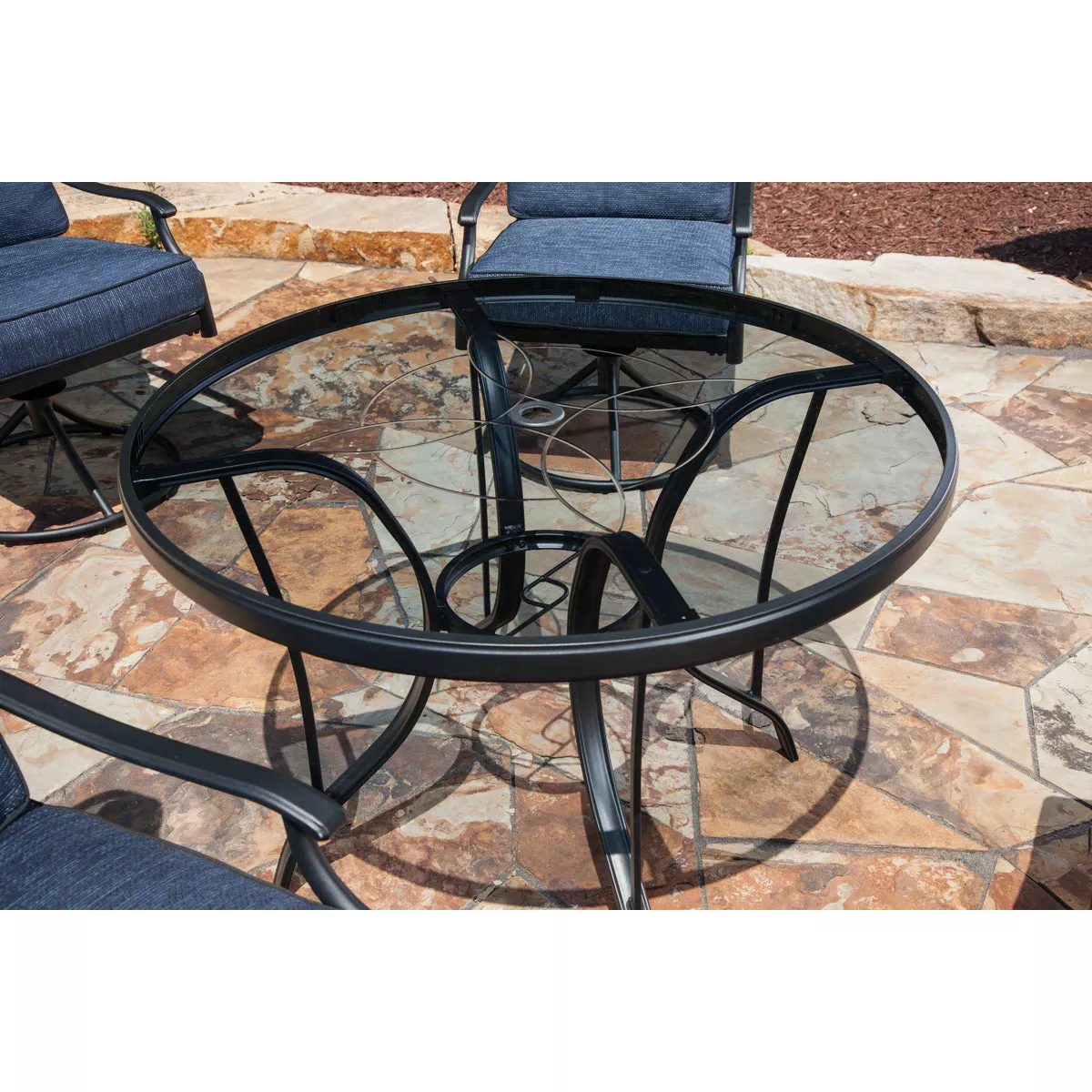 Outdoor Expressions Woodbridge 5-Piece Swivel Chair Dining Set with Cushions - photo 18