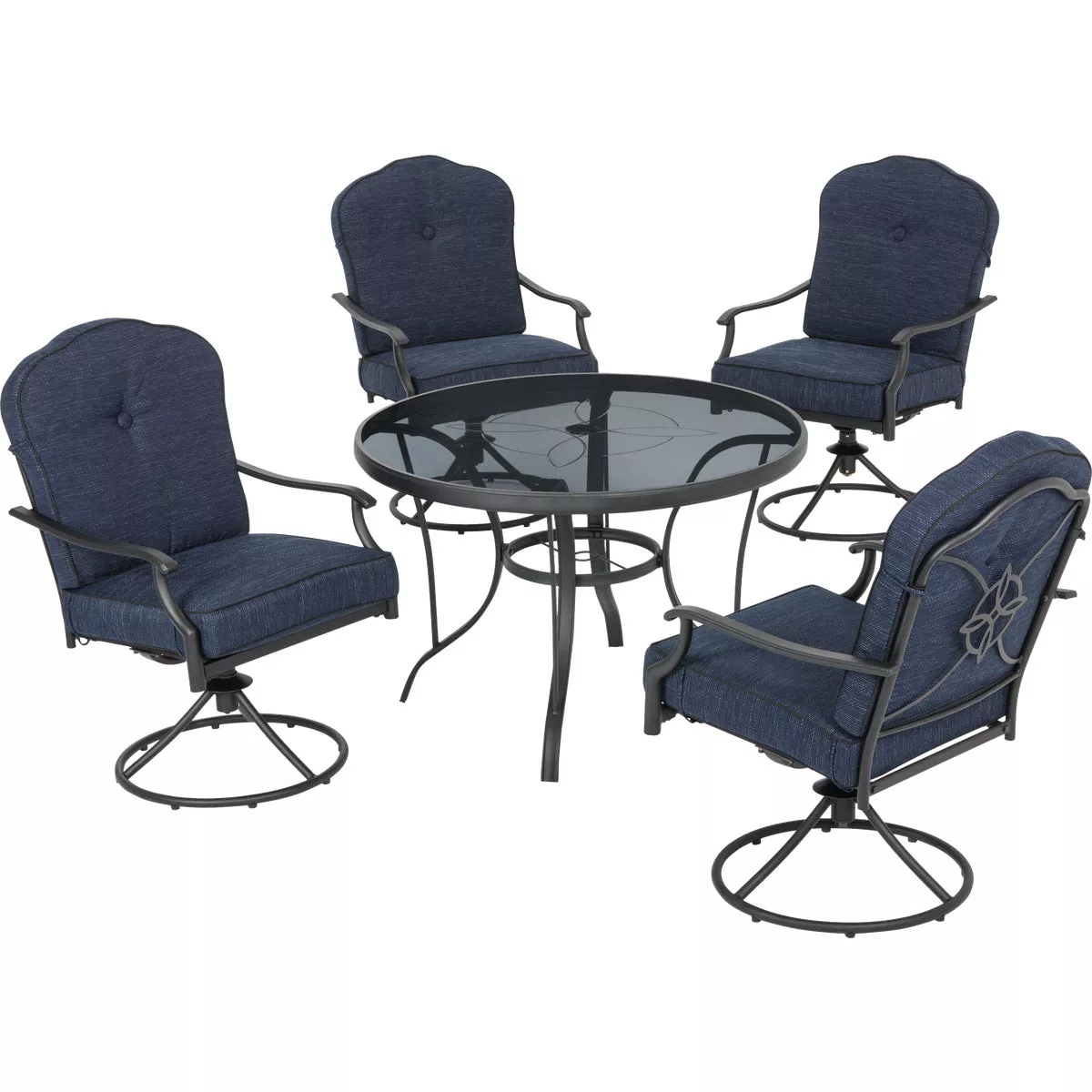 Outdoor Expressions Woodbridge 5-Piece Swivel Chair Dining Set with Cushions - photo 3