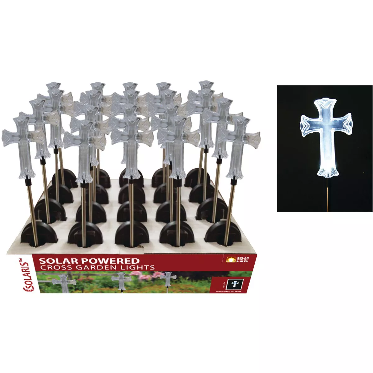 Solaris Acrylic Cross 34 In. H. Solar Stake Light Lawn Ornament