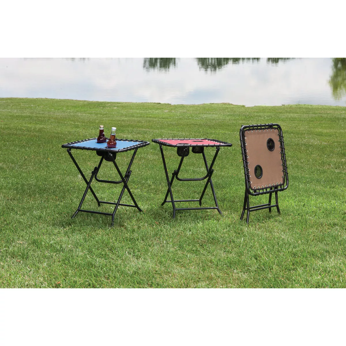 Outdoor Expressions Tan 18 In. Square Steel Folding Side Table - photo 2