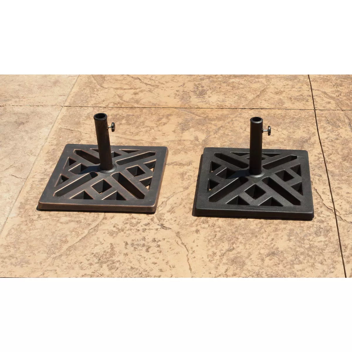 Outdoor Expressions 17 In. Square Bronze Polyresin Umbrella Base - photo 2