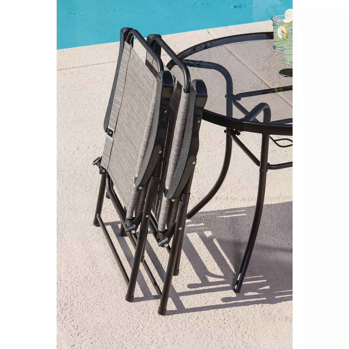 Outdoor Expressions Galveston Gray Sling Folding Chair - photo 8