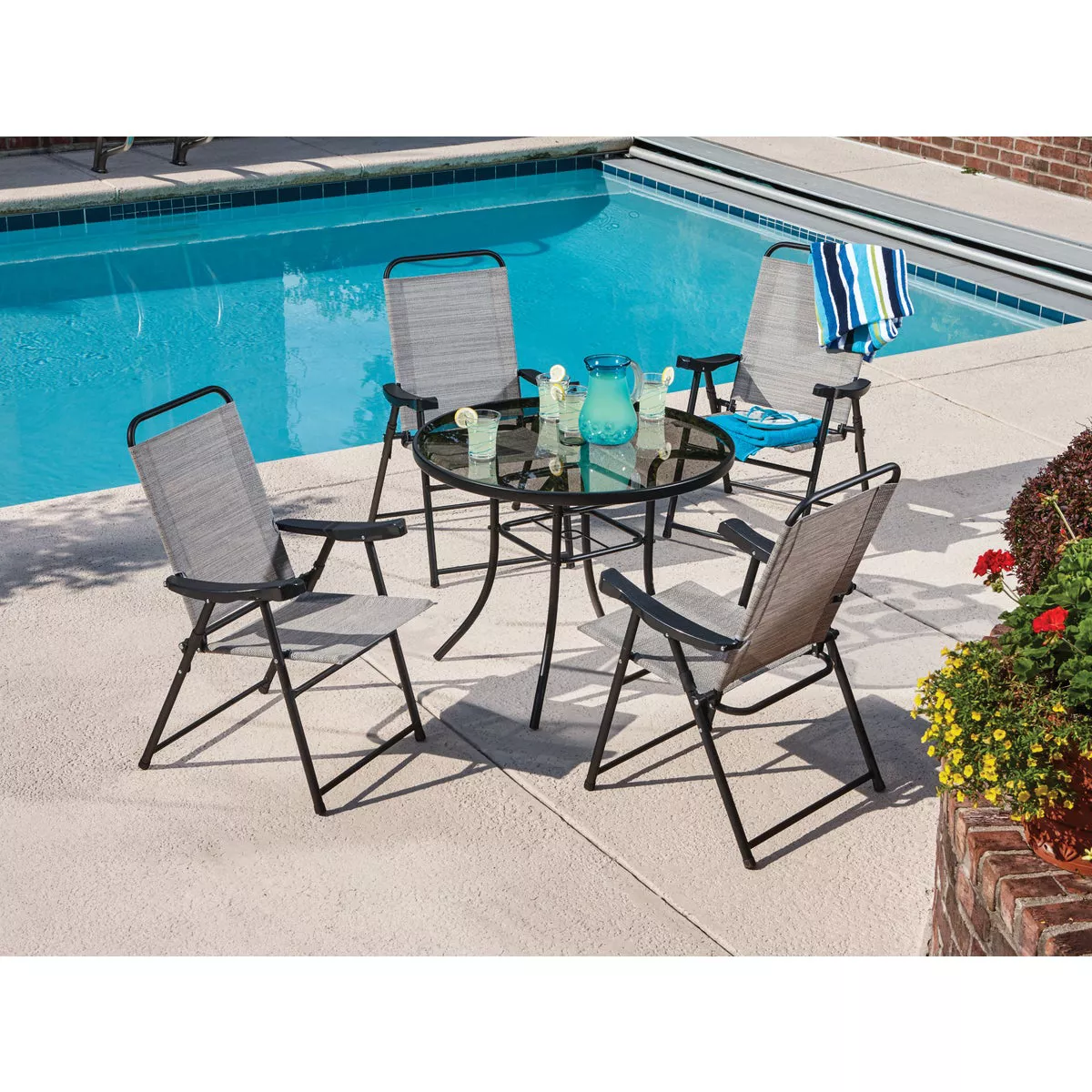 Outdoor Expressions Galveston Gray Sling Folding Chair - photo 9