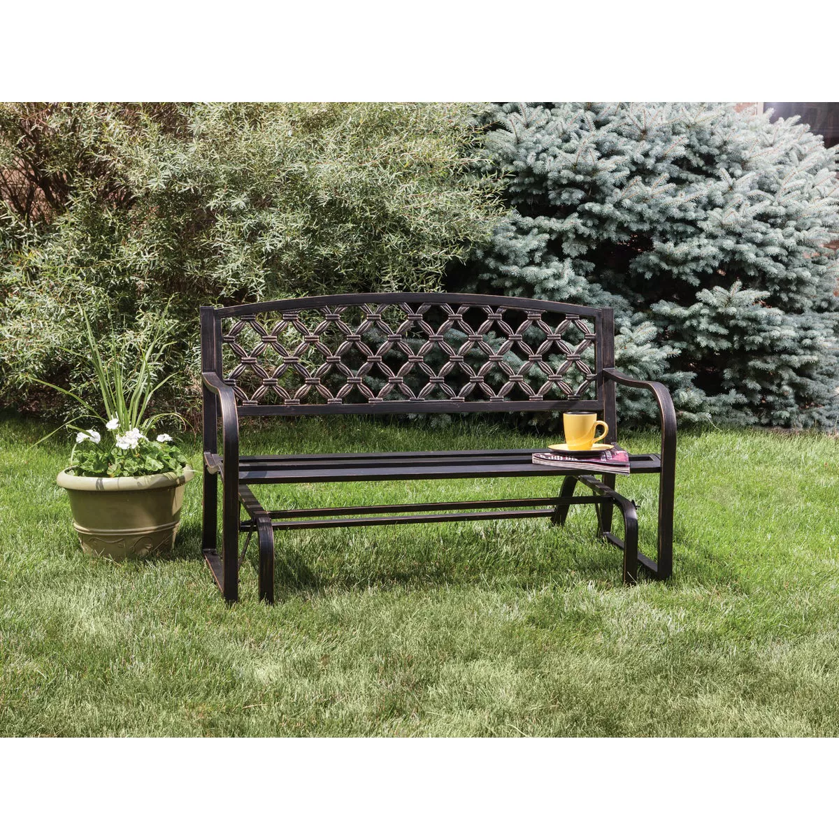 Outdoor Expressions Antique Bronze Steel Bronze Glider - photo 3