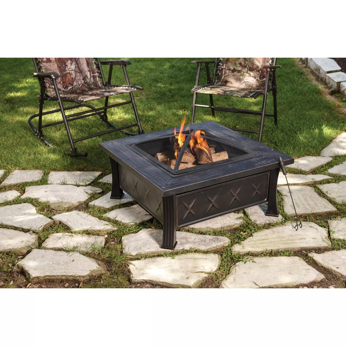 Outdoor Expressions 32 In. Antique Bronze Square Fire Pit - photo 3