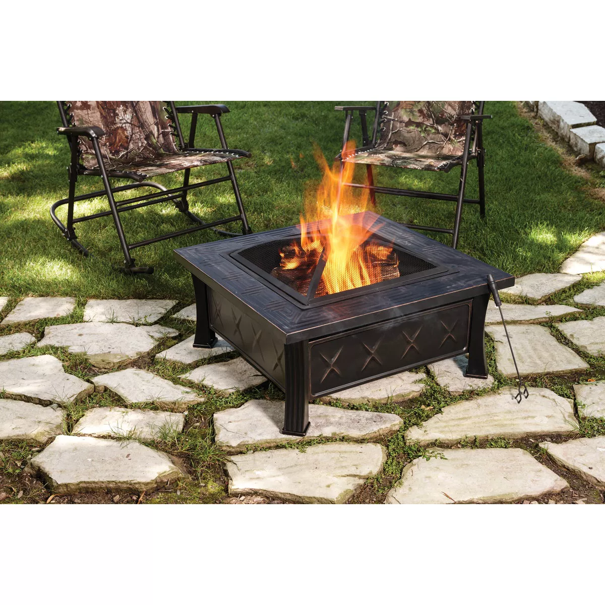 Outdoor Expressions 32 In. Antique Bronze Square Fire Pit - photo 4