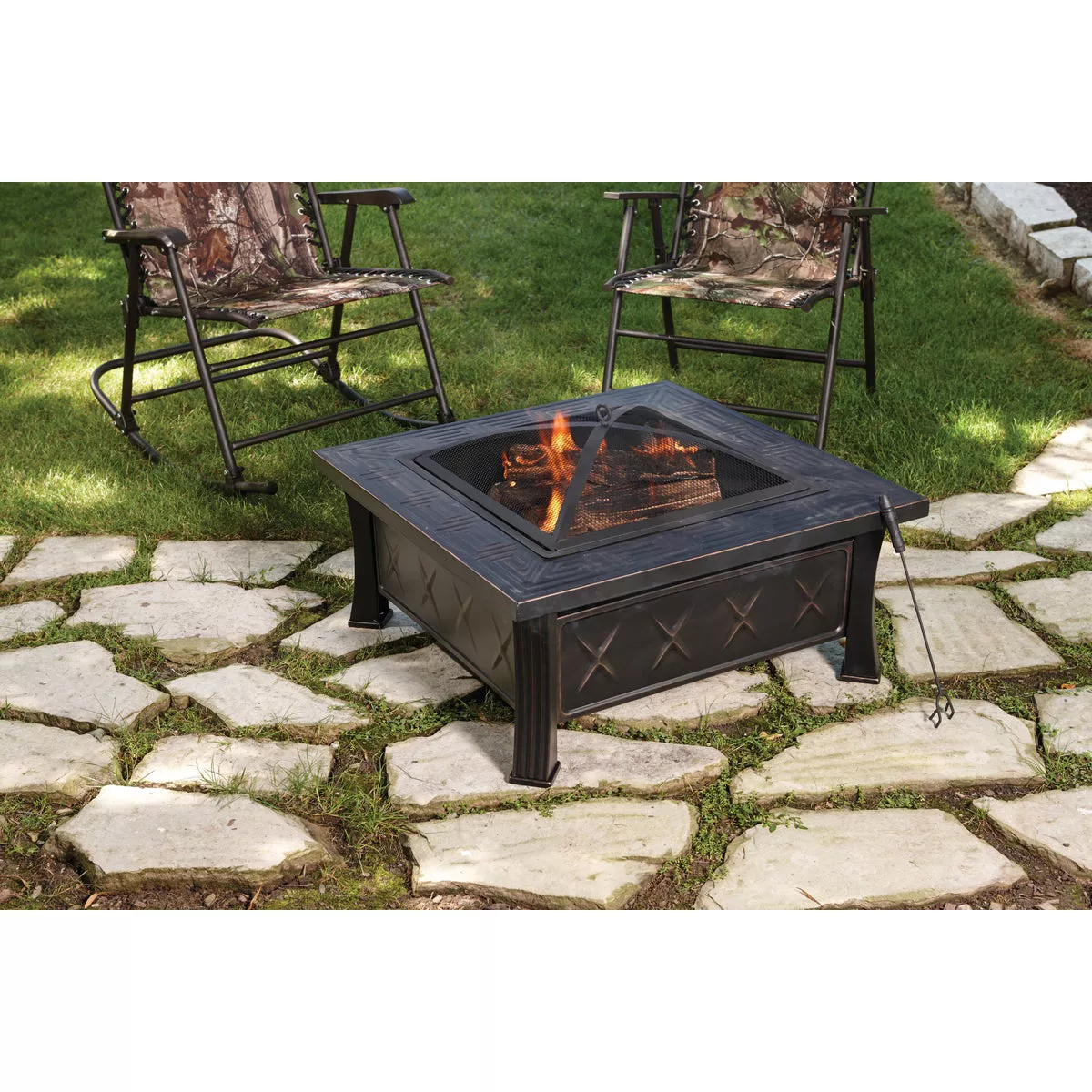 Outdoor Expressions 32 In. Antique Bronze Square Fire Pit - photo 5