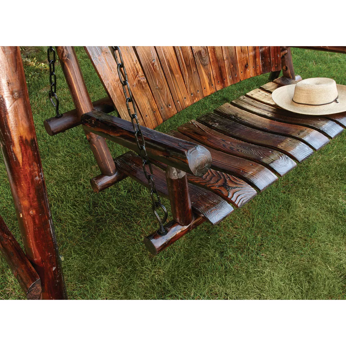 Char-Log 2-Person 90 In. W. x 67.5 In. H. x 50 In. D. Charred Wood Patio Swing - photo 4