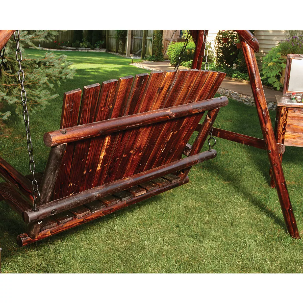 Char-Log 2-Person 90 In. W. x 67.5 In. H. x 50 In. D. Charred Wood Patio Swing - photo 5