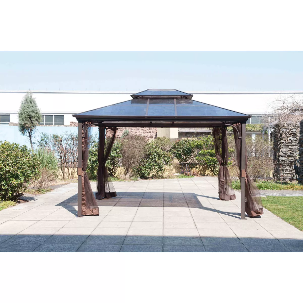 SunJoy 10 Ft. W. 10 Ft. H. x 12 Ft. L. Brown Steel Hard Top Gazebo - photo 3