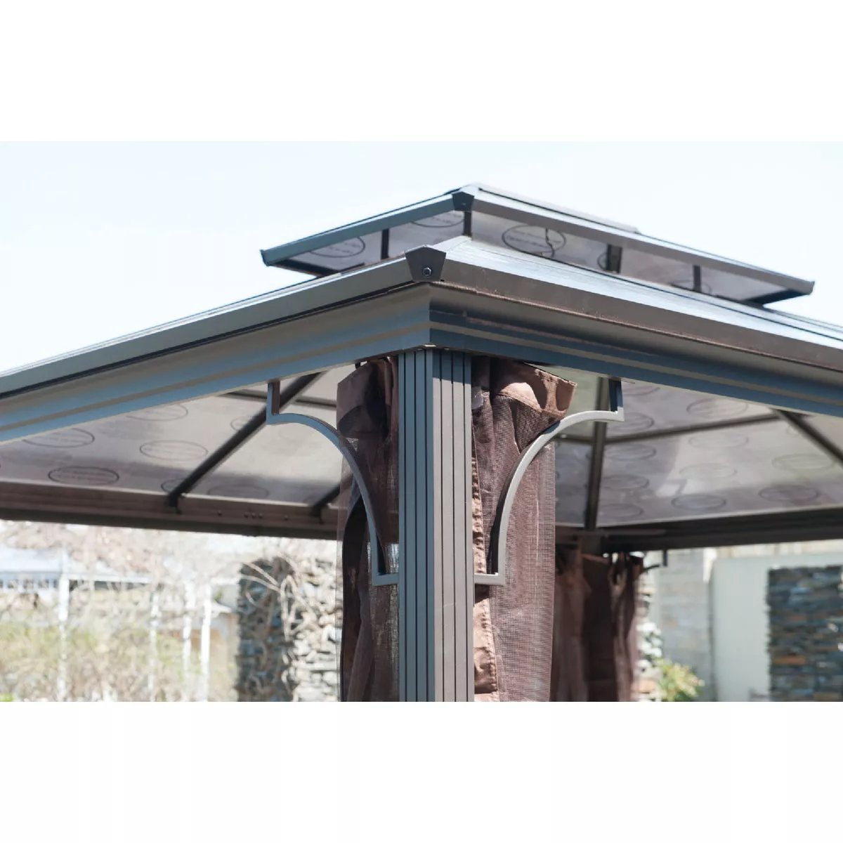 SunJoy 10 Ft. W. 10 Ft. H. x 12 Ft. L. Brown Steel Hard Top Gazebo - photo 6