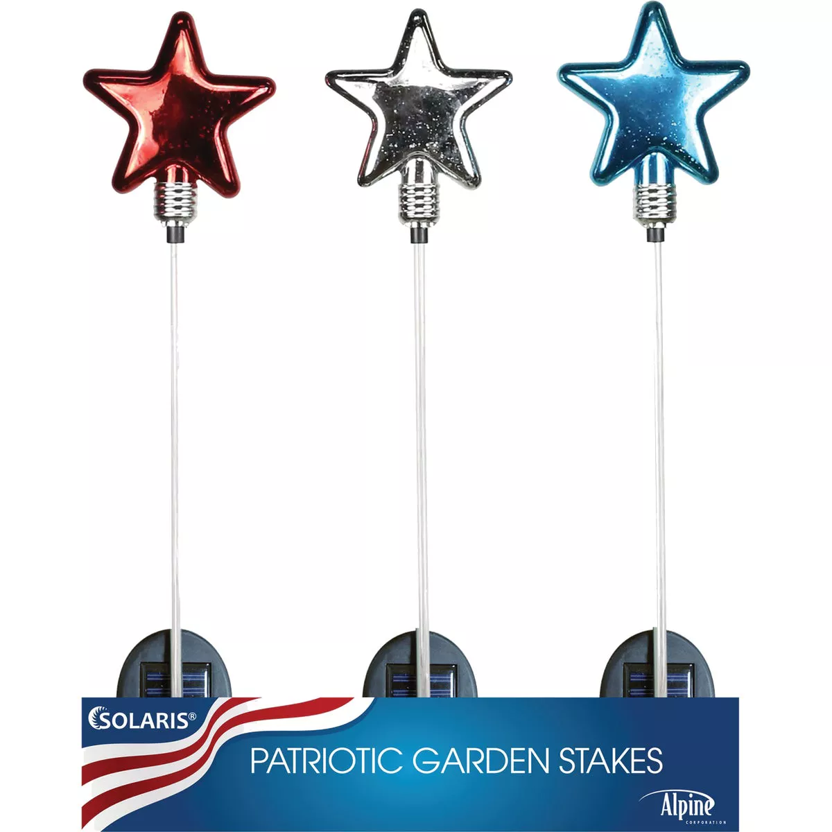 Alpine Solaris Patriotic Glass Star 35 In. H. Solar Stake Light - photo 3