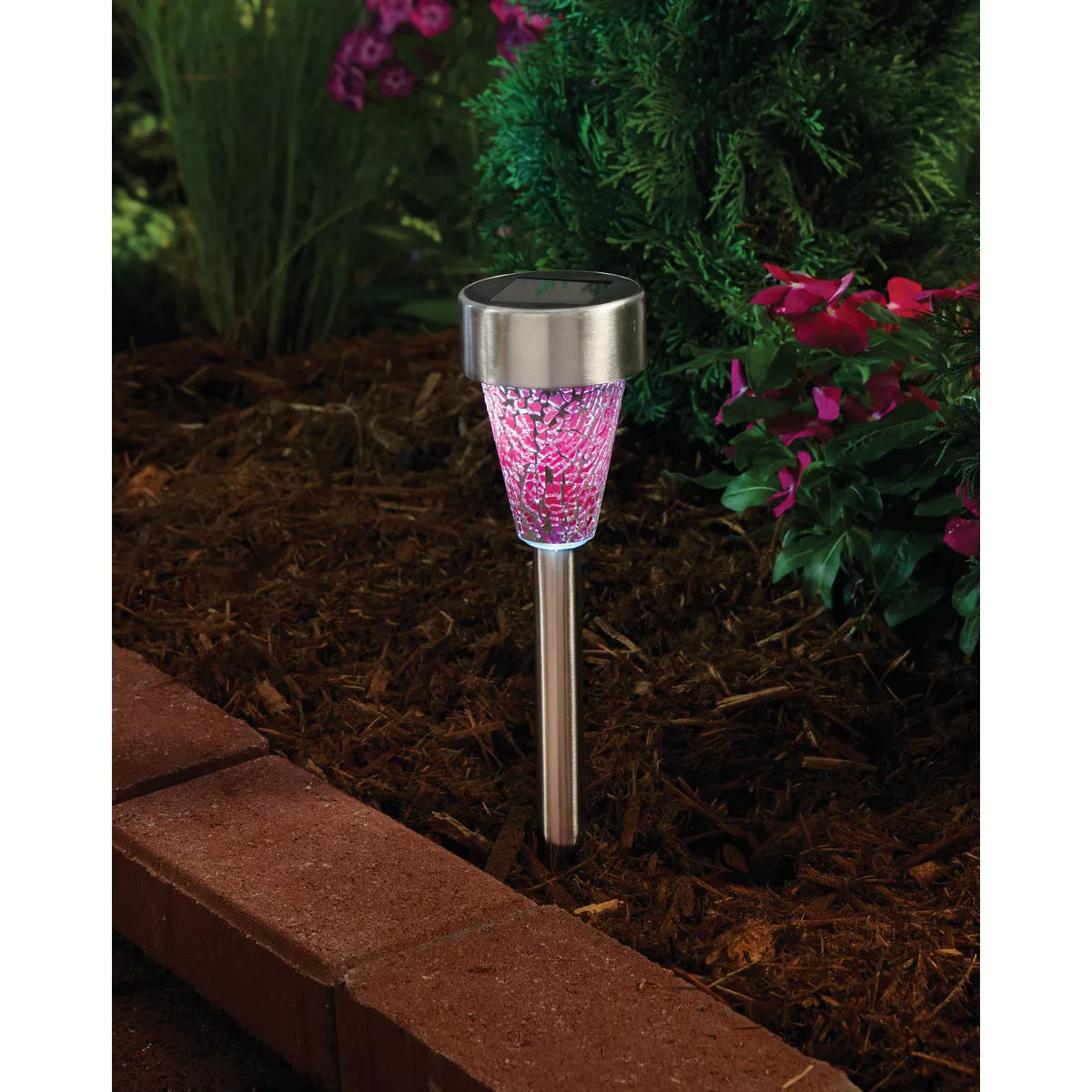 Outdoor Expressions Green, Red, or Purple 2.10 Lumens Stainless Steel Solar Path Light - photo 5