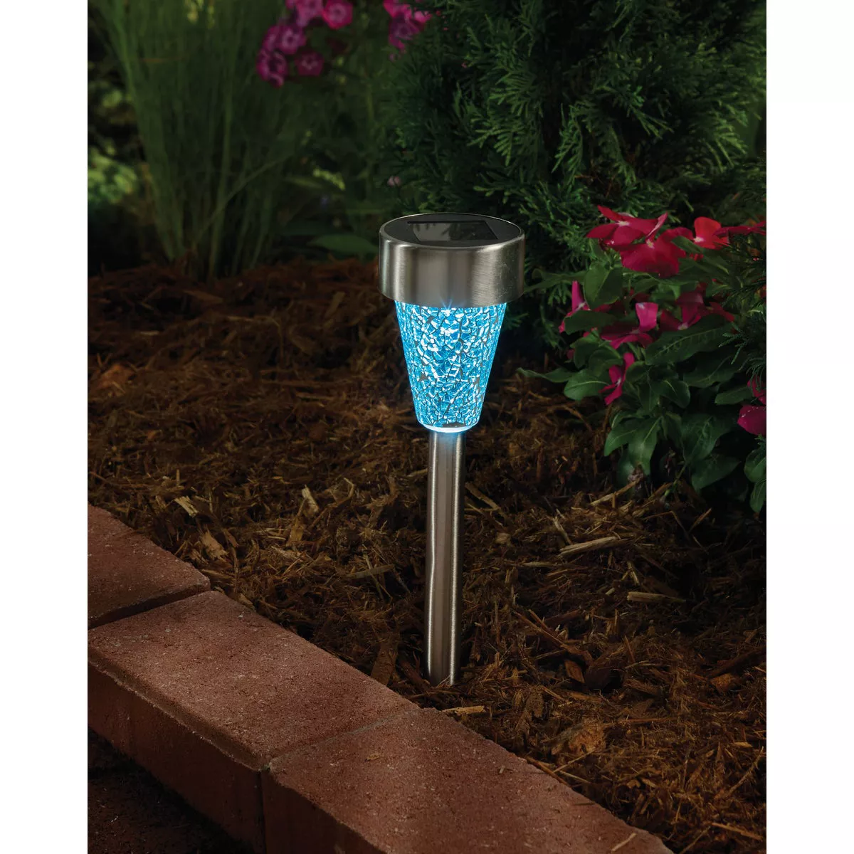 Outdoor Expressions Green, Red, or Purple 2.10 Lumens Stainless Steel Solar Path Light - photo 7